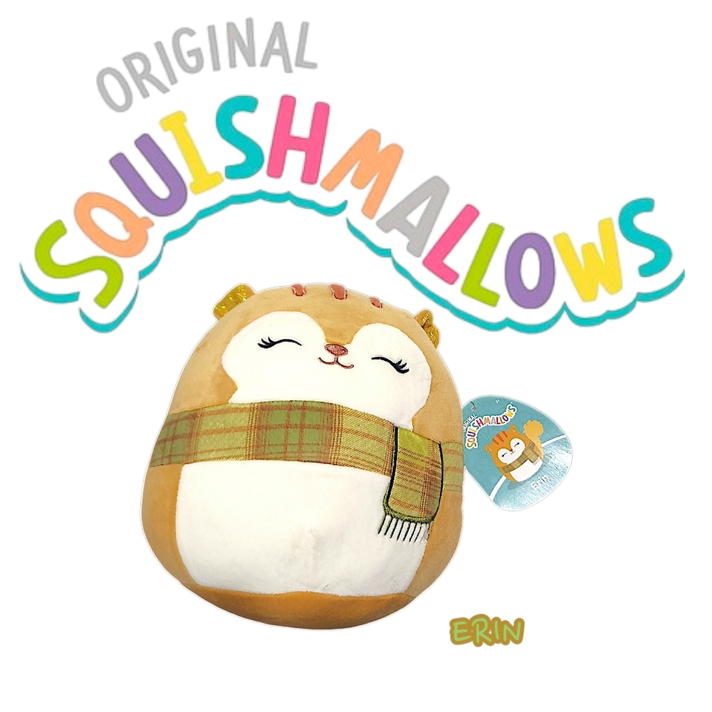 Squishmallows- Erin the squirrel w/ green Plaid scarf